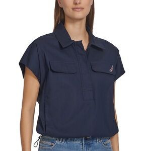 Nautica‎ Jeans Women’s Solid-Color Snap Popover Top, Size Large, NWT